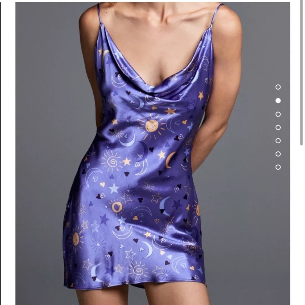 Zara Sun and Moon Satin Mini Dress Size S NWT